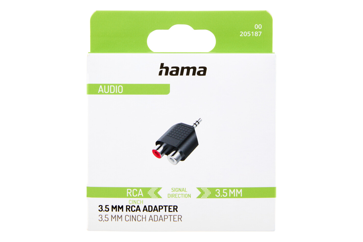 Hama Audio Kurzadapter 3,5 mm Klinke Stecker auf 2x Cinch Kupplung