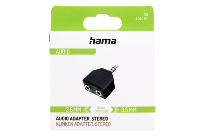 Hama Adattatore audio spina jack 3,5 mm a 2 prese jack 3,5 mm stereo