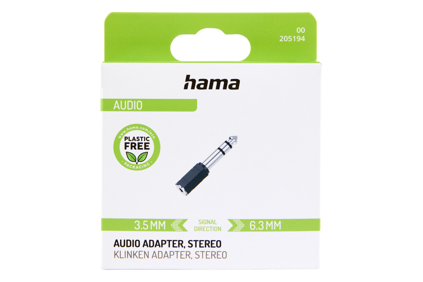 Hama Audio Adapter 3,5 mm Klinke Kupplung auf 6,3 mm Klinke Stecker Stereo